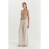 image:imageArachampCloz Womens Linen Blend Wide Leg Palazzo Pants AllSeason Business Casual Outfits Dress TrousersApricot