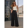 image:imageArachampCloz Womens Linen Blend Wide Leg Palazzo Pants AllSeason Business Casual Outfits Dress TrousersBlack
