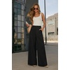 image:imageArachampCloz Womens Linen Blend Wide Leg Palazzo Pants AllSeason Business Casual Outfits Dress TrousersBlack