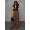 image:imageArachampCloz Womens Linen Blend Wide Leg Palazzo Pants AllSeason Business Casual Outfits Dress TrousersCoffee