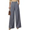 image:imageArachampCloz Womens Linen Blend Wide Leg Palazzo Pants AllSeason Business Casual Outfits Dress TrousersGrey