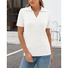image:imageArachampCloz Womens Wool Blend Knit Spring Summer Business Casual Lightweight Short Sleeve Sweater Pullover 2026Cable Knitwhite