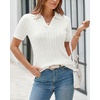 image:imageArachampCloz Womens Wool Blend Knit Spring Summer Business Casual Lightweight Short Sleeve Sweater Pullover 2026Cable Knitwhite
