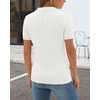 image:imageArachampCloz Womens Wool Blend Knit Spring Summer Business Casual Lightweight Short Sleeve Sweater Pullover 2026Cable Knitwhite