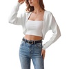 image:imageArachampCloz Womens 100 Cotton Bolero Shrug V Neck Cropped Cardigan Waffle Knit SweatersWhite