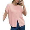 image:imageArachampCloz Womens Wool Blend Oversized Lightweight Cardigan Short Sleeve Summer Casual Sweaters TopsBlush Pink