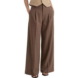 image:imageArachampCloz Womens Linen Blend Wide Leg Palazzo Pants AllSeason Business Casual Outfits Dress TrousersCoffee
