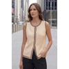 image:imageArachampCloz Womens 100 Cotton Crewneck Contrast Trim Button Front Sweater Vests 2026Apricot
