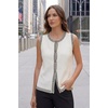 image:imageArachampCloz Womens 100 Cotton Crewneck Contrast Trim Button Front Sweater Vests 2026Beige