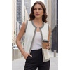 image:imageArachampCloz Womens 100 Cotton Crewneck Contrast Trim Button Front Sweater Vests 2026Beige