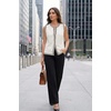 image:imageArachampCloz Womens 100 Cotton Crewneck Contrast Trim Button Front Sweater Vests 2026Beige