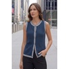 image:imageArachampCloz Womens 100 Cotton Crewneck Contrast Trim Button Front Sweater Vests 2026Navy