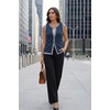 image:imageArachampCloz Womens 100 Cotton Crewneck Contrast Trim Button Front Sweater Vests 2026Navy