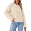 image:imageArachampCloz Womens Oversized Cropped Cable Knit Casual Sweater TopsApricot
