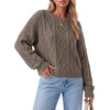 image:imageArachampCloz Womens Oversized Cropped Cable Knit Casual Sweater TopsCoffee