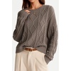 image:imageArachampCloz Womens Oversized Cropped Cable Knit Casual Sweater TopsCoffee