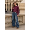 image:imageArachampCloz Womens Oversized Cropped Cable Knit Casual Sweater TopsDark Red