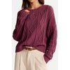 image:imageArachampCloz Womens Oversized Cropped Cable Knit Casual Sweater TopsDark Red