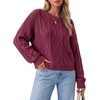 image:imageArachampCloz Womens Oversized Cropped Cable Knit Casual Sweater TopsDark Red