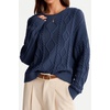 image:imageArachampCloz Womens Oversized Cropped Cable Knit Casual Sweater TopsNavy