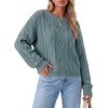 image:imageArachampCloz Womens Oversized Cropped Cable Knit Casual Sweater TopsSage Green