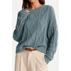 image:imageArachampCloz Womens Oversized Cropped Cable Knit Casual Sweater TopsSage Green