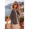 image:imageArachampCloz Womens Wool Blend Oversized Elbow Sleeve Summer Casual Cardigan  NonItchy Breathable Sweater VNeck Button Front Slit Hem Loose Fit Figure Friendly Weekend Travel Work OutfitsCoffee