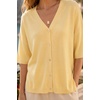 image:imageArachampCloz Womens Wool Blend Oversized Elbow Sleeve Summer Casual Cardigan  NonItchy Breathable Sweater VNeck Button Front Slit Hem Loose Fit Figure Friendly Weekend Travel Work OutfitsCream Yellow