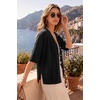 image:imageArachampCloz Womens Wool Blend Oversized Elbow Sleeve Summer Casual Cardigan  NonItchy Breathable Sweater VNeck Button Front Slit Hem Loose Fit Figure Friendly Weekend Travel Work OutfitsBlack