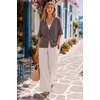 image:imageArachampCloz Womens Wool Blend Oversized Elbow Sleeve Summer Casual Cardigan  NonItchy Breathable Sweater VNeck Button Front Slit Hem Loose Fit Figure Friendly Weekend Travel Work OutfitsCoffee