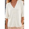 image:imageArachampCloz Womens Wool Blend Oversized Elbow Sleeve Summer Casual Cardigan  NonItchy Breathable Sweater VNeck Button Front Slit Hem Loose Fit Figure Friendly Weekend Travel Work OutfitsWhite