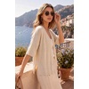 image:imageArachampCloz Womens Wool Blend Oversized Elbow Sleeve Summer Casual Cardigan  NonItchy Breathable Sweater VNeck Button Front Slit Hem Loose Fit Figure Friendly Weekend Travel Work OutfitsBeige