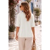 image:imageArachampCloz Womens Wool Blend Oversized Elbow Sleeve Summer Casual Cardigan  NonItchy Breathable Sweater VNeck Button Front Slit Hem Loose Fit Figure Friendly Weekend Travel Work OutfitsWhite