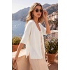 image:imageArachampCloz Womens Wool Blend Oversized Elbow Sleeve Summer Casual Cardigan  NonItchy Breathable Sweater VNeck Button Front Slit Hem Loose Fit Figure Friendly Weekend Travel Work OutfitsWhite