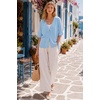 image:imageArachampCloz Womens Wool Blend Oversized Elbow Sleeve Summer Casual Cardigan  NonItchy Breathable Sweater VNeck Button Front Slit Hem Loose Fit Figure Friendly Weekend Travel Work OutfitsLight Blue