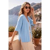 image:imageArachampCloz Womens Wool Blend Oversized Elbow Sleeve Summer Casual Cardigan  NonItchy Breathable Sweater VNeck Button Front Slit Hem Loose Fit Figure Friendly Weekend Travel Work OutfitsLight Blue