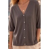 image:imageArachampCloz Womens Wool Blend Oversized Elbow Sleeve Summer Casual Cardigan  NonItchy Breathable Sweater VNeck Button Front Slit Hem Loose Fit Figure Friendly Weekend Travel Work OutfitsCoffee