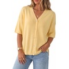 image:imageArachampCloz Womens Wool Blend Oversized Elbow Sleeve Summer Casual Cardigan  NonItchy Breathable Sweater VNeck Button Front Slit Hem Loose Fit Figure Friendly Weekend Travel Work OutfitsCream Yellow