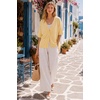 image:imageArachampCloz Womens Wool Blend Oversized Elbow Sleeve Summer Casual Cardigan  NonItchy Breathable Sweater VNeck Button Front Slit Hem Loose Fit Figure Friendly Weekend Travel Work OutfitsCream Yellow