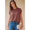 image:imageArachampCloz Womens Wool Blend Short Sleeve Oversized Sweater Work Casual Cap Sleeve Tops Summer 2026Dusty Red