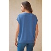 image:imageArachampCloz Womens Wool Blend Short Sleeve Oversized Sweater Work Casual Cap Sleeve Tops Summer 2026Lake Blue