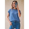 image:imageArachampCloz Womens Wool Blend Short Sleeve Oversized Sweater Work Casual Cap Sleeve Tops Summer 2026Lake Blue