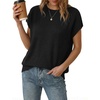 image:imageArachampCloz Womens Wool Blend Short Sleeve Oversized Sweater Work Casual Cap Sleeve Tops Summer 2026Black