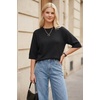 image:imageArachampCloz Womens Cashmere Wool Blend Elbow Sleeve Sweater Relaxed Fit Top  Lightweighamp34 Sleeve Tops Half Sleeve Relaxed Fit Knit Top Business Casual LuxuryampDaily Wardrobe Summer Fall 2026Black
