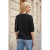 image:imageArachampCloz Womens Cashmere Wool Blend Elbow Sleeve Sweater Relaxed Fit Top  Lightweighamp34 Sleeve Tops Half Sleeve Relaxed Fit Knit Top Business Casual LuxuryampDaily Wardrobe Summer Fall 2026Black