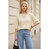 image:imageArachampCloz Womens Cashmere Wool Blend Elbow Sleeve Sweater Relaxed Fit Top  Lightweighamp34 Sleeve Tops Half Sleeve Relaxed Fit Knit Top Business Casual LuxuryampDaily Wardrobe Summer Fall 2026Cream