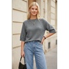image:imageArachampCloz Womens Cashmere Wool Blend Elbow Sleeve Sweater Relaxed Fit Top  Lightweighamp34 Sleeve Tops Half Sleeve Relaxed Fit Knit Top Business Casual LuxuryampDaily Wardrobe Summer Fall 2026Gray