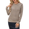 image:imageArachampCloz Womens Soft Knit Sweater Fall Dressy Casual Pullover TopsStriped Taupe Black