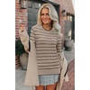 image:imageArachampCloz Womens Soft Knit Sweater Fall Dressy Casual Pullover TopsStriped Taupe Black