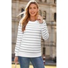 image:imageArachampCloz Womens Soft Knit Sweater Fall Dressy Casual Pullover TopsStriped White Black